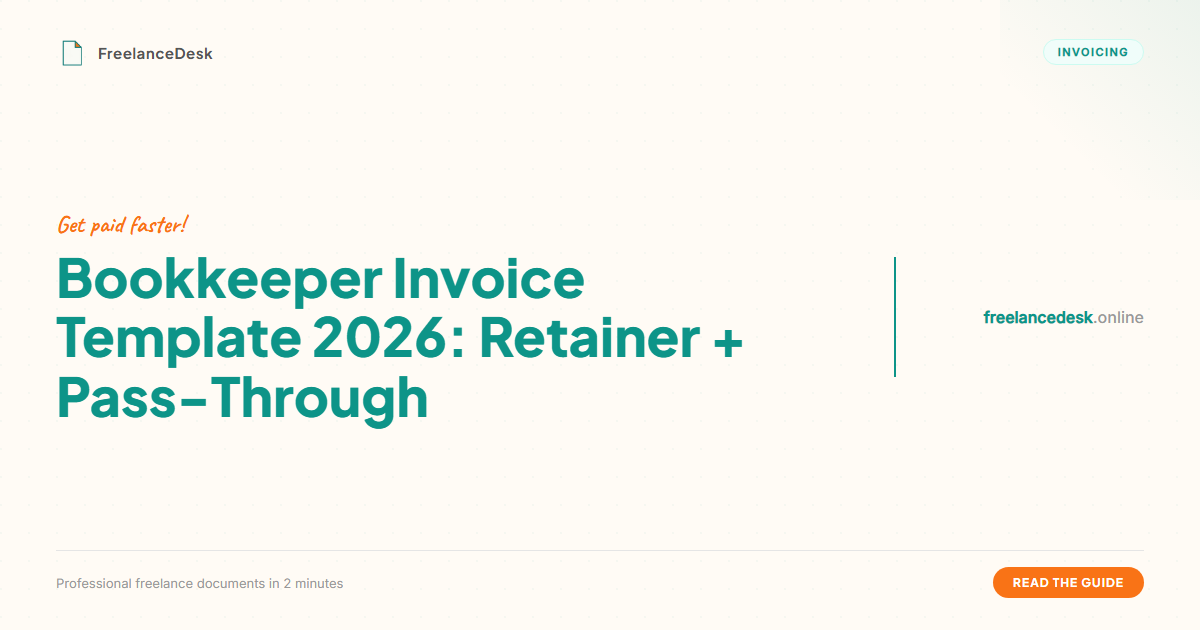 Bookkeeper Sample Invoice Bookkeeper Invoice Template 2026: Retainer + Pass-Through | FreelanceDesk